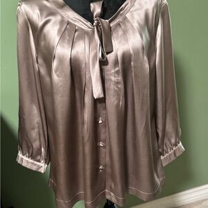 Linea by Louis Dell'Olio Satin Blouse in Taupe